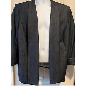 Tahari Blue Denim Look Poly Open 3/4 Sl Jacket 16W